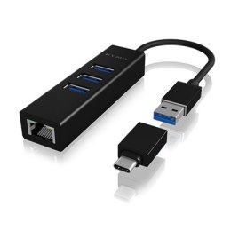 Raidsonic Raidsonic | 4-portowy koncentrator z USB 3.0 Type-A, Type-C, Gigabit LAN | Icy Box IB-HUB1419-LAN