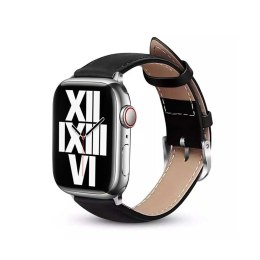 ND38_CRG-44NOB-BLK Crong Noble Band - Pasek z naturalnej skóry do Apple Watch 42/44/45/49 mm (Black Noir)