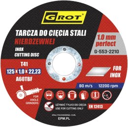 GROT TARCZA PŁASKA INOX T1A 125*1.0*22 KOMPLET 10 SZTUK