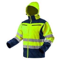 Kurtka robocza ostrzegawcza softshell z kapturem, żółta, rozmiar XL