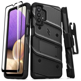 ND38_BOLT-SAMGA32-BKBK ZIZO BOLT Series - Pancerne etui Samsung Galaxy A32 5G ze szkłem 9H na ekran + uchwyt z podstawką (czarny