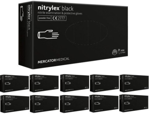 Rękawice Nitrylowe 100 sztuk / Czarne / Nitrylex Black - 10 szt.