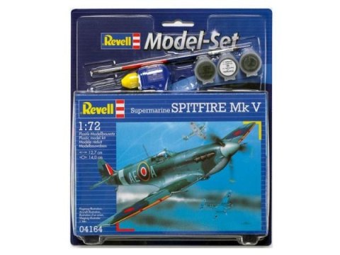 ND17_GR-5919 Model samolotu do sklejania 1:72 64164 Supermarine SPITFIRE Mk V Revell + 3 farbki + klej + pędzelki