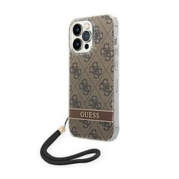 ND38_GUOHCP14XH4STW Guess 4G Print Cord - Etui ze smyczką iPhone 14 Pro Max (brązowy)