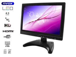 Monitor LED HD 10cali HDMI VGA USB AV BNC 12V 230V... (NVOX PC1018 HD)