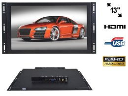 Monitor open frame ips led 13cali full hd vga hdmi usb av 12v 230v