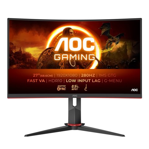 AOC G2 C27G2Z3/BK monitor komputerowy 68,6 cm (27") 1920 x 1080 px Full HD LED Czarny, Czerwony