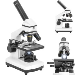 Mikroskop optyczny szkolny LED z regulowanym zaciskiem powiększenie 40-400x