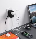 Adapter ładowarka podróżna 70W EU / US / AUS / UK z wbudowanym kablem USB-C - czarny