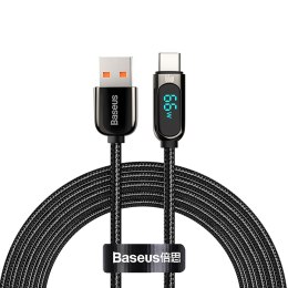 Kabel przewód Display Fast Charging Data USB-A - USB-C 66W 1m - czarny