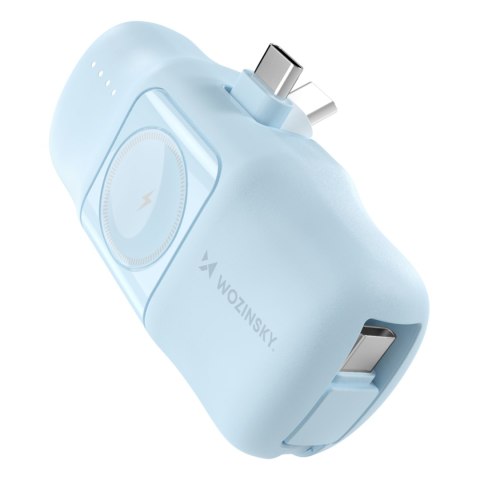 Mini powerbank 5000mAh 15W USB-C i ładowarką do Apple Watch - niebieski