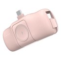 Mini powerbank 5000mAh 15W USB-C i ładowarką do Apple Watch - różowy