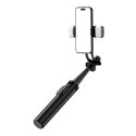 Selfie stick teleskopowy z pilotem + 2x lampka LED stojak tripod na telefon 1.3m aluminium - czarny