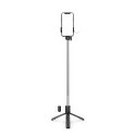 Selfie stick teleskopowy z pilotem + lampka LED stojak tripod na telefon 0.71m - czarny