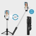 Selfie stick teleskopowy z pilotem + lampka LED stojak tripod na telefon 0.71m - czarny