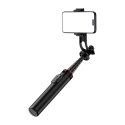 Selfie stick teleskopowy z pilotem stojak tripod na telefon 1.3m aluminium - czarny