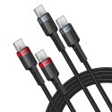 2x Kabel przewód Cafule USB-C - USB-C 100W 1m - czerwono-czarny i czarno-szary