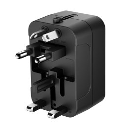 Adapter podróżny ładowarka uniwersalna 24W UE / US / AUS / UK / 2x USB-A - czarny