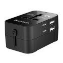 Adapter podróżny ładowarka uniwersalna 24W UE / US / AUS / UK / 2x USB-A - czarny