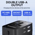 Adapter podróżny ładowarka uniwersalna 24W UE / US / AUS / UK / 2x USB-A - czarny