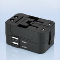 Adapter podróżny ładowarka uniwersalna 24W UE / US / AUS / UK / 2x USB-A - czarny