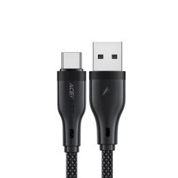 Kabel przewód elastyczny w oplocie USB-A - USB-C 3A 1.2m - czarny