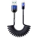 Kabel przewód spiralny USB-A - iPhone Lightning Crystal-Clear Series 3A 1.5m - czarny