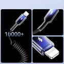 Kabel przewód spiralny USB-A - iPhone Lightning Crystal-Clear Series 3A 1.5m - czarny