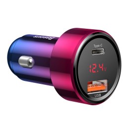 Ładowarka samochodowa Magic Series PPS USB-C USB-A 45W PD QC 5A - różowo-niebieska