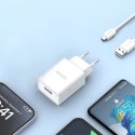 Ładowarka sieciowa USB-A 2.1A + kabel USB-A - microUSB - biała