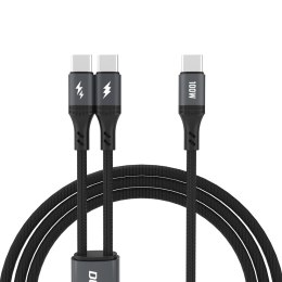 2w1 Kabel przewód L3F do ładowania 2 telefonów USB-C - 2x USB-C 100W 1.2m - czarny