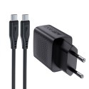 Ładowarka sieciowa A82 GaN USB-C PD 20W - czarna + kabel USB-C / USB-C