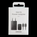 Ładowarka sieciowa USB-C 15W PD AFC + kabel USB-C czarny