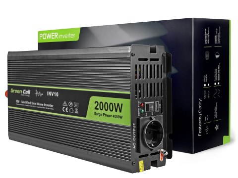 GREEN CELL PRZETWORNICA INV10 12V-230V 2000W/4000W MODYFIKOWANA SINUSOIDA