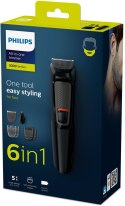 Philips MULTIGROOM Series 3000 Trymer do twarzy 6 w 1 z samoostrzącymi się ostrzami ze stali