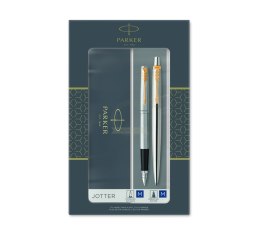 Parker-Zestaw pióro + długopis Jotter Stalowy GT