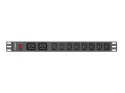 LANBERG LISTWA ZASILAJĄCA RACK PDU (1U, 16A,2XC19,8XC13)