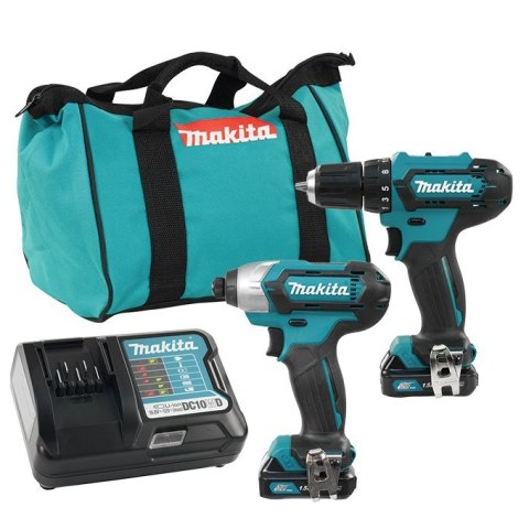 MAKITA CLX224X zestaw narzędzi akumulatorowych COMBO DF333D wiertarko-wkrętarka 30Nm + TD110D zakrętarka udarowa 110Nm 1/4 CXT 1