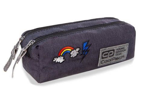 COOLPACK - EDGE - SASZETKA PODWÓJNA / PROSTOKĄTNA - SPARKLING BADGES GREY *