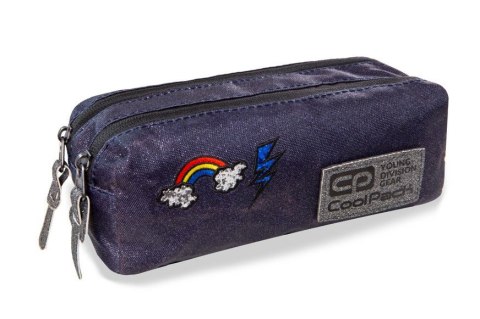 COOLPACK - EDGE - SASZETKA PODWÓJNA / PROSTOKĄTNA - SPARKLING BADGES JEANS