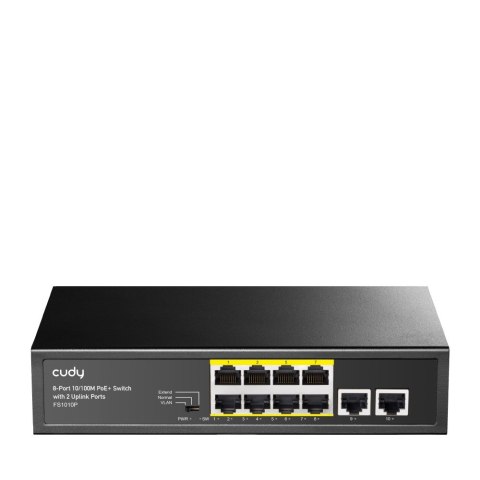 Cudy FS1010P łącza sieciowe Fast Ethernet (10/100) Obsługa PoE Czarny