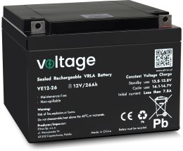 Akumulator AGM Voltage 12V 26Ah VE12-26 (Żywotność 6-9 lat)