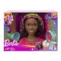 BARBIE GŁOWA DO STYLIZACJI NEONOWA TĘCZA KRĘCONE WŁOSY HMD79