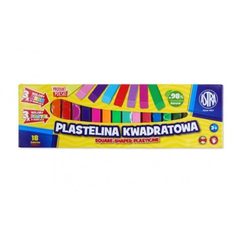 Plastelina Astra kwadratowa 18 kolorów NEON PASTEL