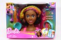 BARBIE GŁOWA DO STYLIZACJI NEONOWA TĘCZA KRĘCONE WŁOSY HMD79