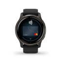 Zegarek Garmin Venu 2 (45 mm) Slate Stainless Steel Bezel / Black Case / Silicone Band