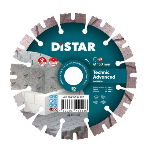 DISTAR TARCZA DIAMENTOWA TECHNIC ADVANCED 150 x 2,3/1,5 x 11 x 22,23