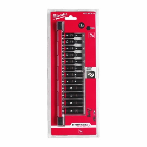 MILWAUKEE ZESTAW NASADEK UDAROWYCH 1/4" 12szt.