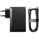 BASEUS ŁADOWARKA SIECIOWA 2X USB-C + USB (CZARNA)