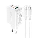 2w1 Ładowarka sieciowa 2x USB-C USB 65W + kabel USB-C biały